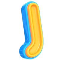 Blue With Yellow Font J 3D Render png