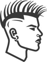 A man with a mohawk haircut is shown in silhouette vector