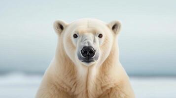 A majestic polar bear stands proudly in a serene icy landscape, showcasing its beauty and strength in the wild. photo