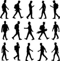 walking man silhouettes vector