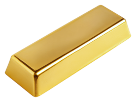 Shiny gold bullion bar resting on a plain surface png