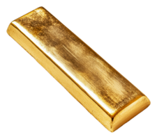 Gold bar resting on flat surface in light png