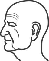 An outline of a bald man's head vector