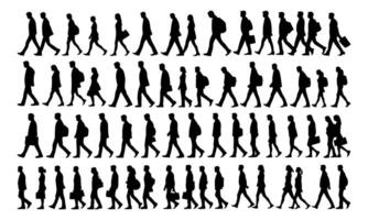 Black Silhouettes of Individuals Walking in Different Poses vector