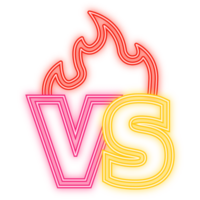 Neon Icon. Versus logo vs letters for sports and fight competition. Battle versus match, game concept competitive vs png