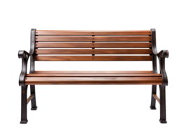 Outdoor park bench isolated on transparent background png