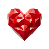 Red polygonal heart isolated on transparent background png