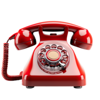 Red old telephone isolated on transparent background png