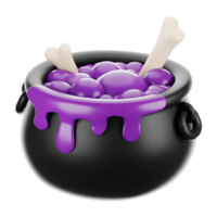 3d rendering halloween icon concept. 3d render cauldron pot png