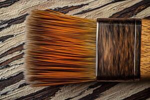 Detailed Close-Up of Wooden Paintbrush Bristles photo