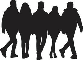 group of people Walking Silhouettes vector