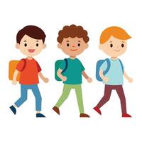 three students going to school vector