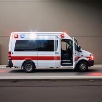 Motionblurred wallpaper depicting an emergency scene with an ambulance sirens blaring and spinning lights photo