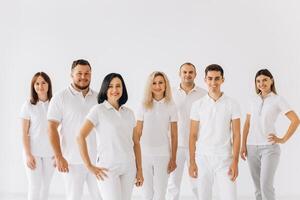 Group of doctors or dentists, mockup - isolated over white photo