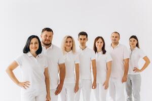 Group of doctors or dentists, mockup - isolated over white photo