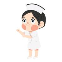 woman wearing a nurse hat and white coat vector