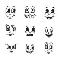 sets of face and expression with cartoon style vector