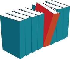 A stack of books with a red book in the middle vector