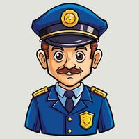 Cartoon police officer character with mustache and mustache vector