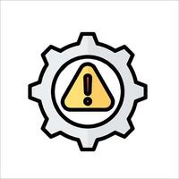 A gearwheel with a warning sign on it vector