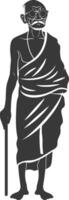 Silhouette of Mahatma Gandhi with a Walking Stick vector