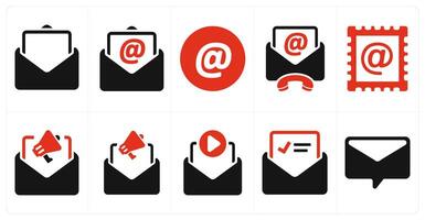 A set of 10 web marketing icons as email, address at, email address vector