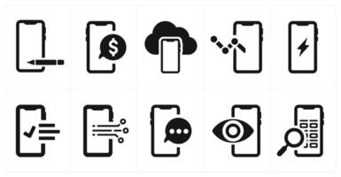 A set of 10 web marketing icons as draw, mobile message, cloud backup vector