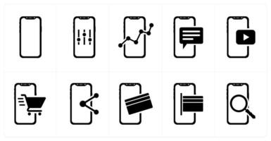 A set of 10 mobile icons as mobile, mobile setting, mobile analysis, mobile chat vector