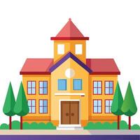 Flat illustration style school building isolated with white background vector