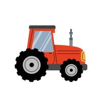 Tractor. Agricultural or farm machinery. Red tractor icon. Farm vehicle. Agricultural equipment. Farm lifestyle design. Flat illustration on white background. vector