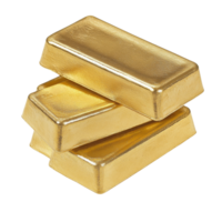 Stack of gold bars resting on a white surface png