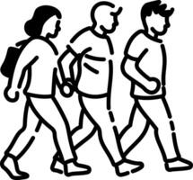 Hand drawn icon showing a group of people walking vector