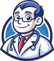 A cartoon doctor wearing glasses and a lab coat vector