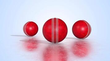 Cricket Balls on a Reflective Floor. Red Hard Cricket Balls 3D Animation. 4K video