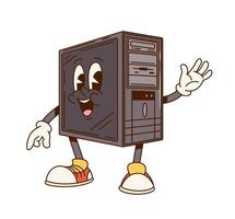 Groovy computer system unit PC cartoon character vector