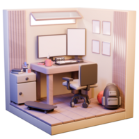 3D Working room Design Decoration png