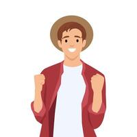 Man with hat wearing Summer vibes Vacation. vector