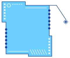 Blue futuristic HUD Heads-Up Display interface elements with various geometric shapes. Sci Fi User Interface for Gaming UX UI. illustration png