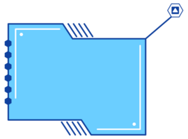 Blue futuristic HUD Heads-Up Display interface elements with various geometric shapes. Sci Fi User Interface for Gaming UX UI. illustration png