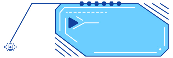 Blue futuristic HUD Heads-Up Display interface elements with various geometric shapes. Sci Fi User Interface for Gaming UX UI. illustration png