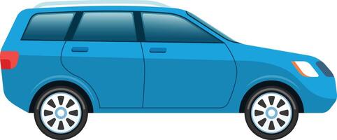 Light blue station wagon car icon positioned in a side view, parked and isolated against a clean white background, representing modern transportation and family travel vector