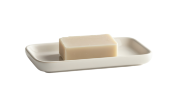 A soap bar in a square dish on a black background png