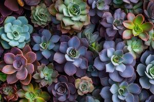 A vibrant arrangement of various succulent plants. photo