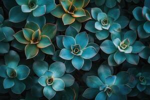 A vibrant collection of succulent plants in various shapes. photo