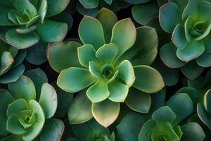 Lush green succulents arranged beautifully. photo