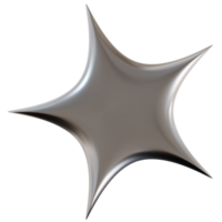 Chrome star with sharp, futuristic design, on transparent background. Modern metallic element, cut out. Y2k style, 2000s. Sleek and edgy png