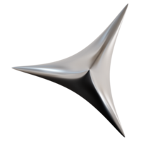 Modern chrome star with sharp, futuristic design, on transparent background. png