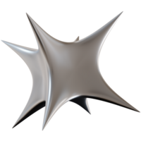 Metallic star with sharp, futuristic design, on transparent background. Modern metallic element, cut out. Y2k style, 2000s. Sleek and edgy vibe. Monochrome, gray surface. 3D render. png