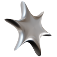 Chrome star with sharp, futuristic design, on transparent background. Modern metallic element, cut out. Y2k style, 2000s. Sleek and edgy vibe. png