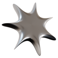 Chrome star with sharp, futuristic design, on transparent background. Modern metallic element, cut out. Y2k style, 2000s. Sleek and edgy vibe. Monochrome, gray surface. 3D render. png